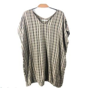 XIRENA Natural Striped Fringed V Neck Coverup